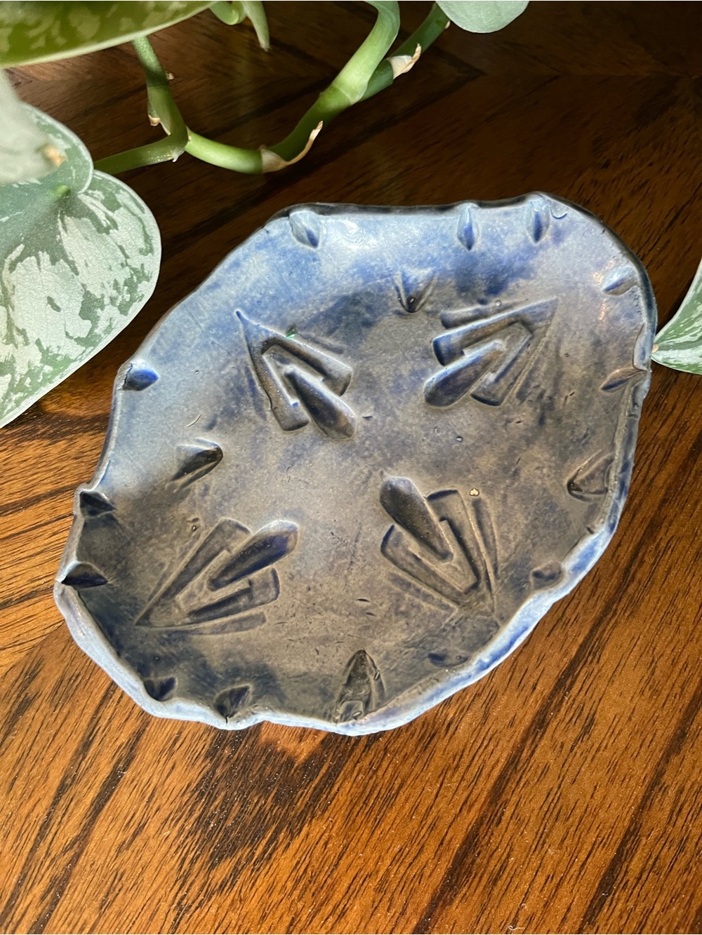 Handmade Blue Pottery Soap or Trinket Dish